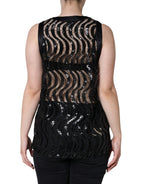 Schwarzes ärmelloses Pailletten-Tanktop
