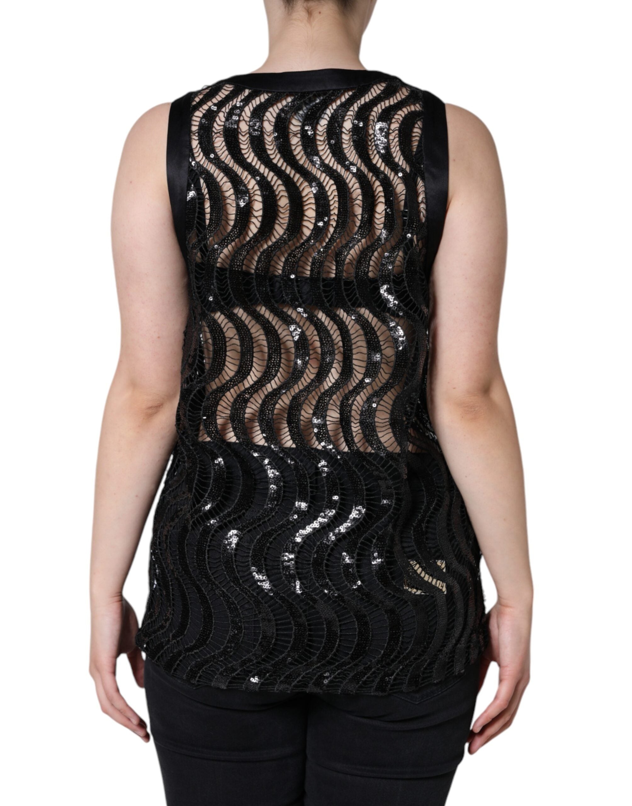 Schwarzes ärmelloses Pailletten-Tanktop