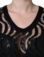 Schwarzes ärmelloses Pailletten-Tanktop
