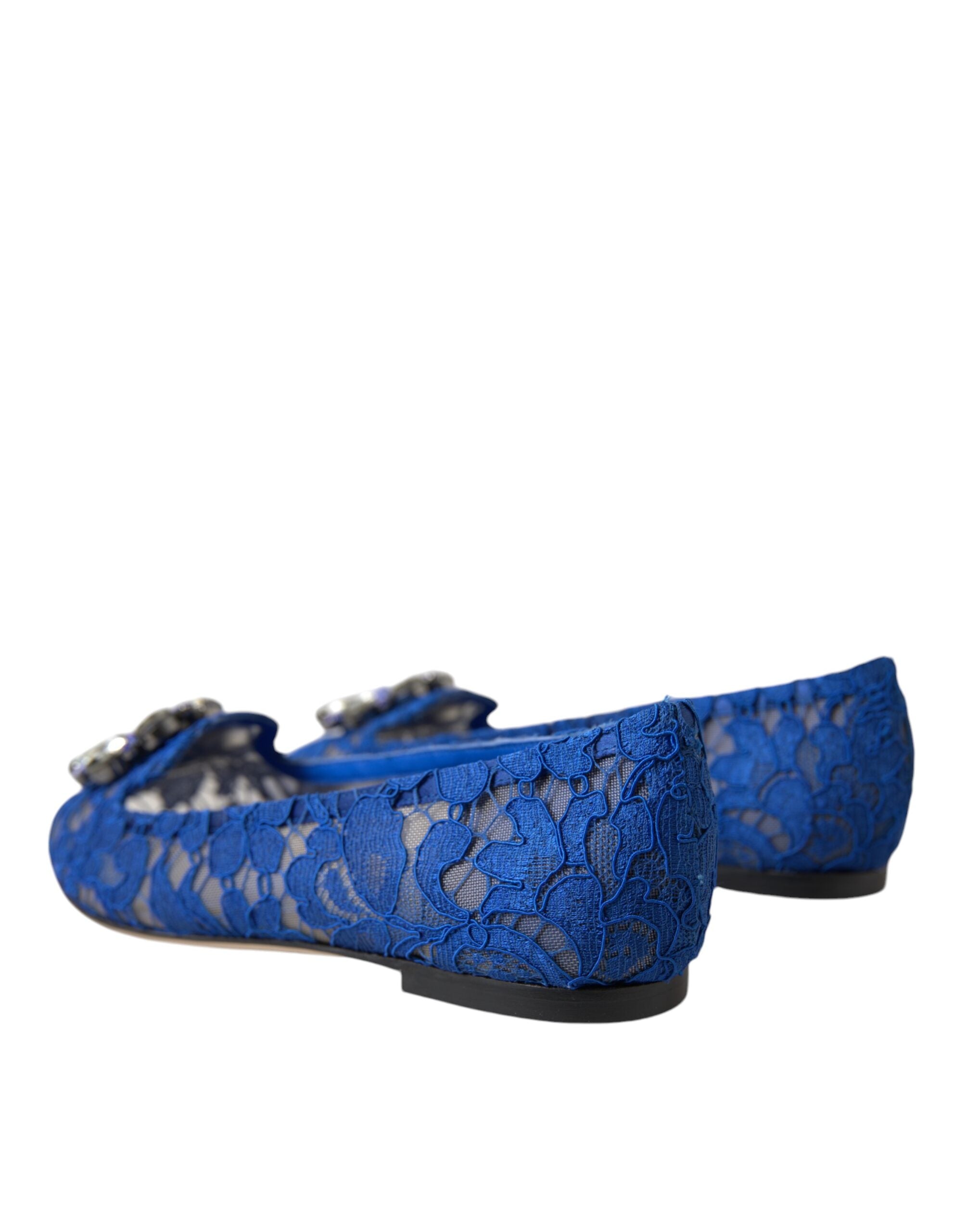 Blaue Spitze Kristall Ballett-Flat Loafers Schuhe