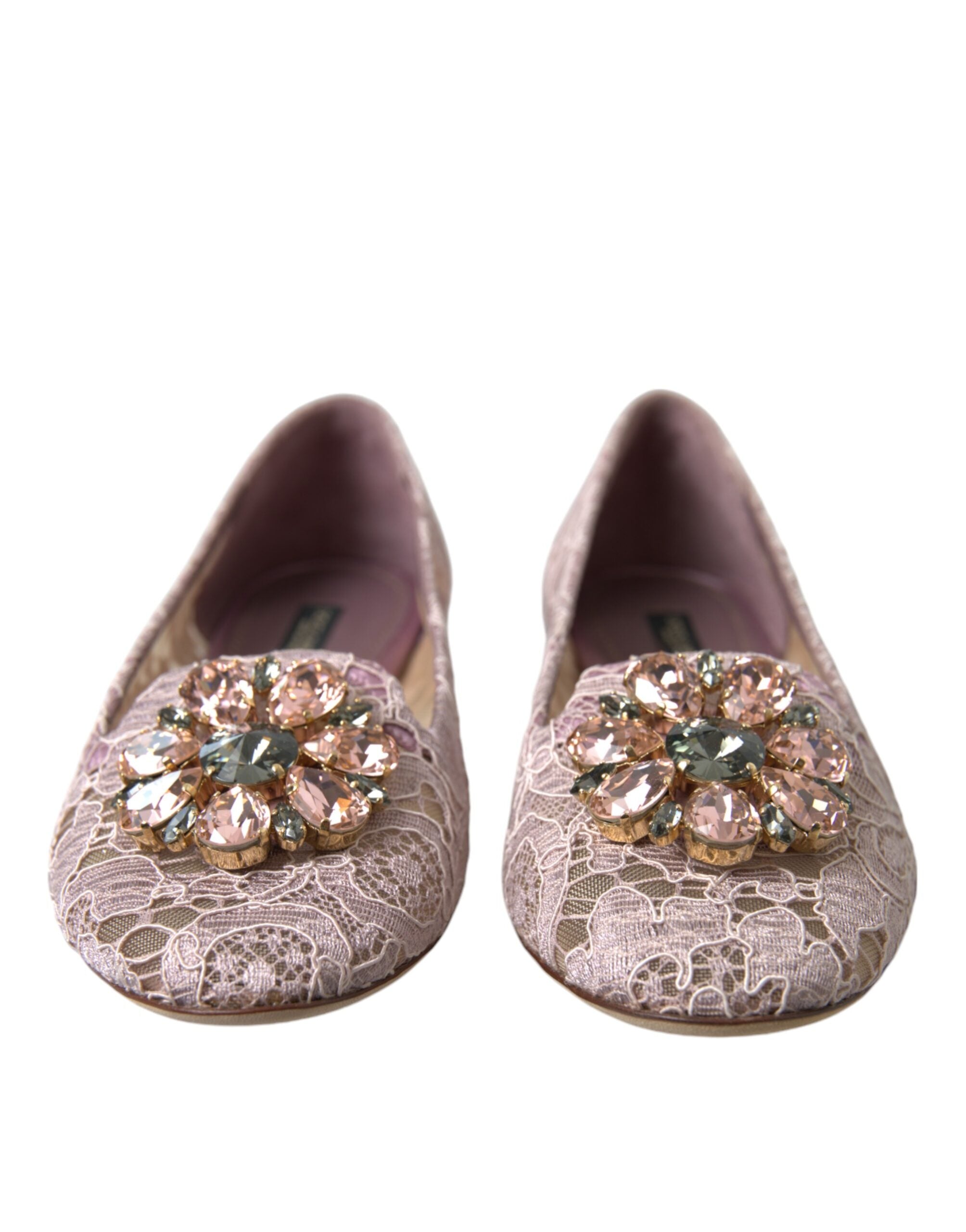Pink Spitze Kristall Ballerinas Loafer Schuhe