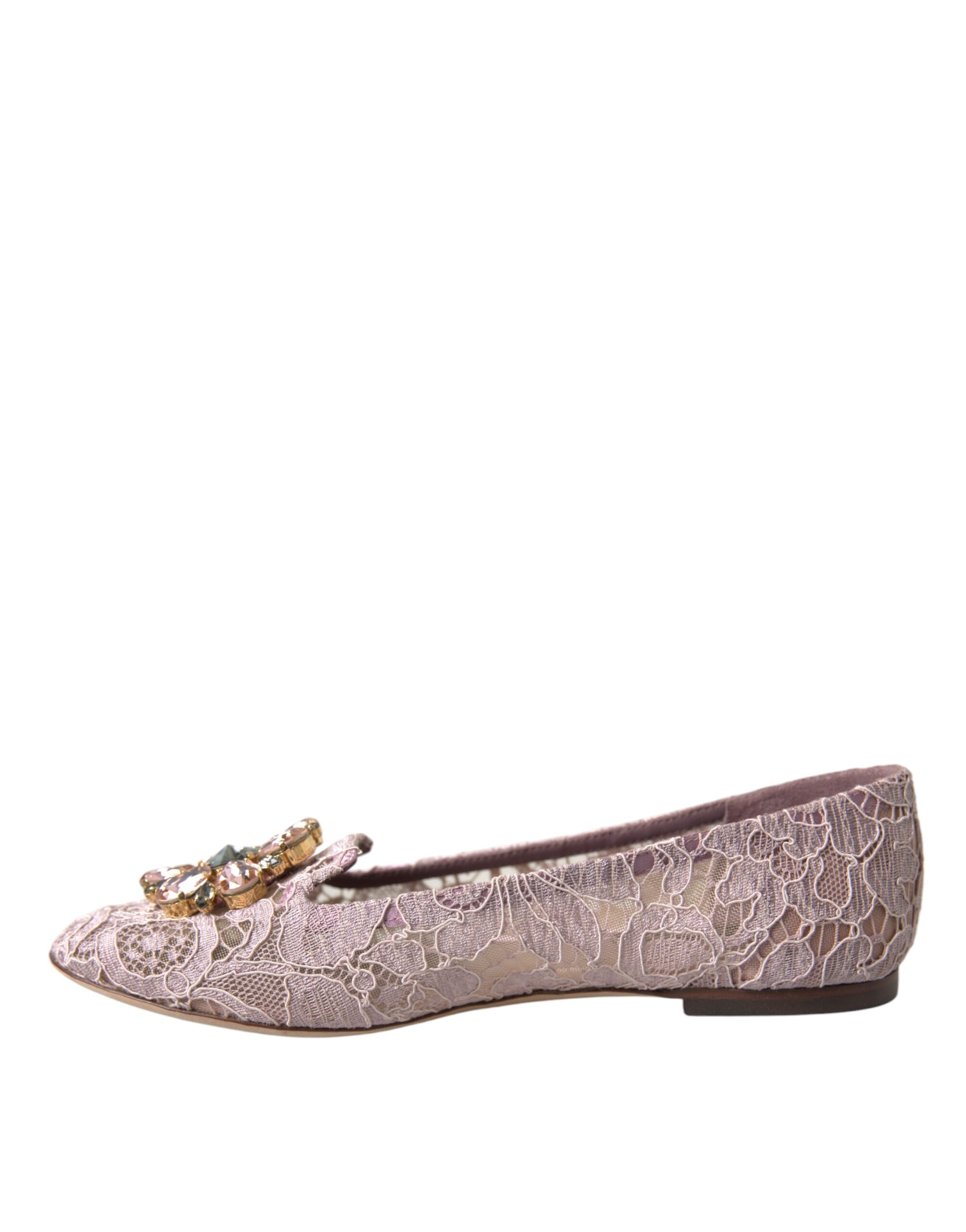 Pink Spitze Kristall Ballerinas Loafer Schuhe