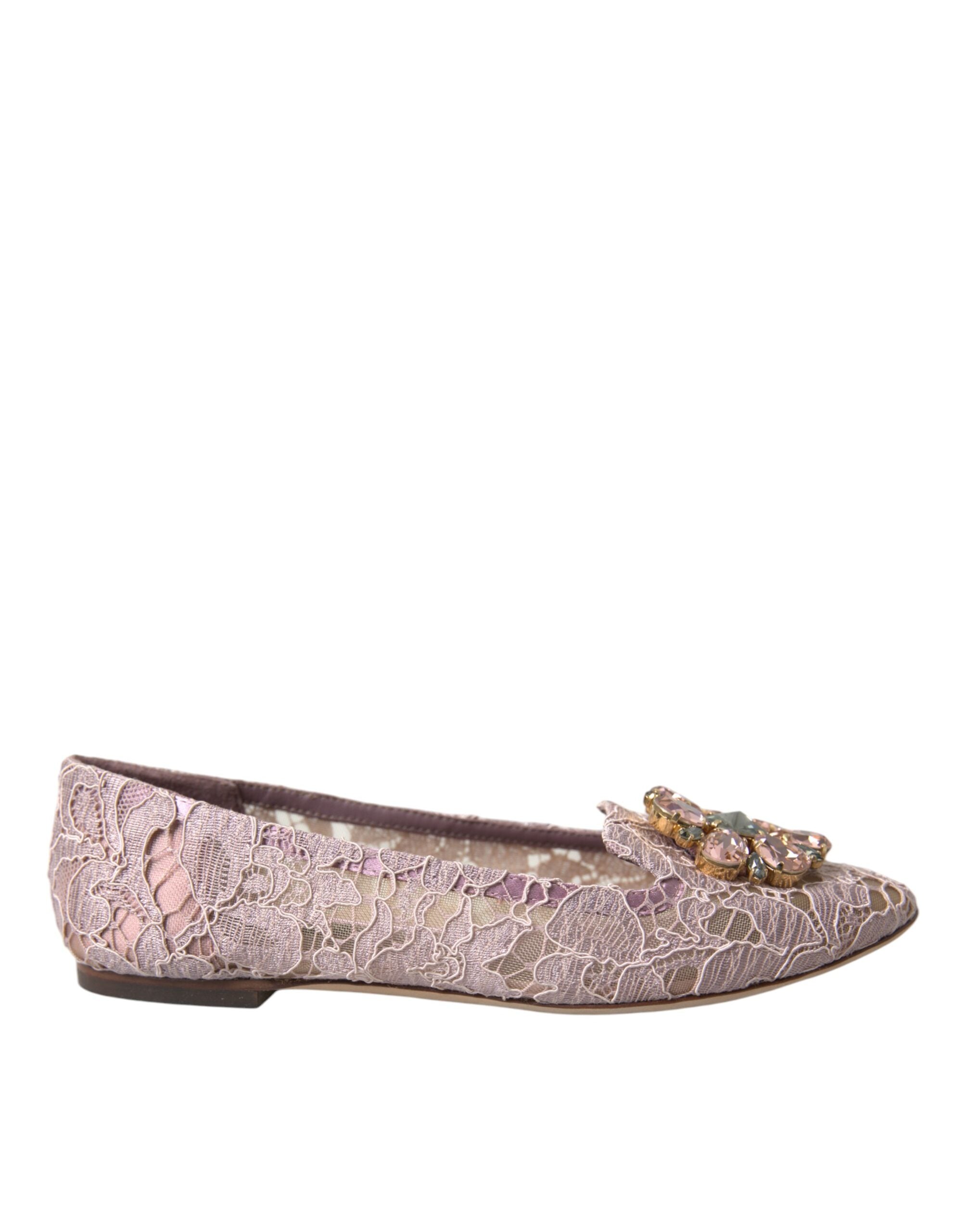 Pink Spitze Kristall Ballerinas Loafer Schuhe