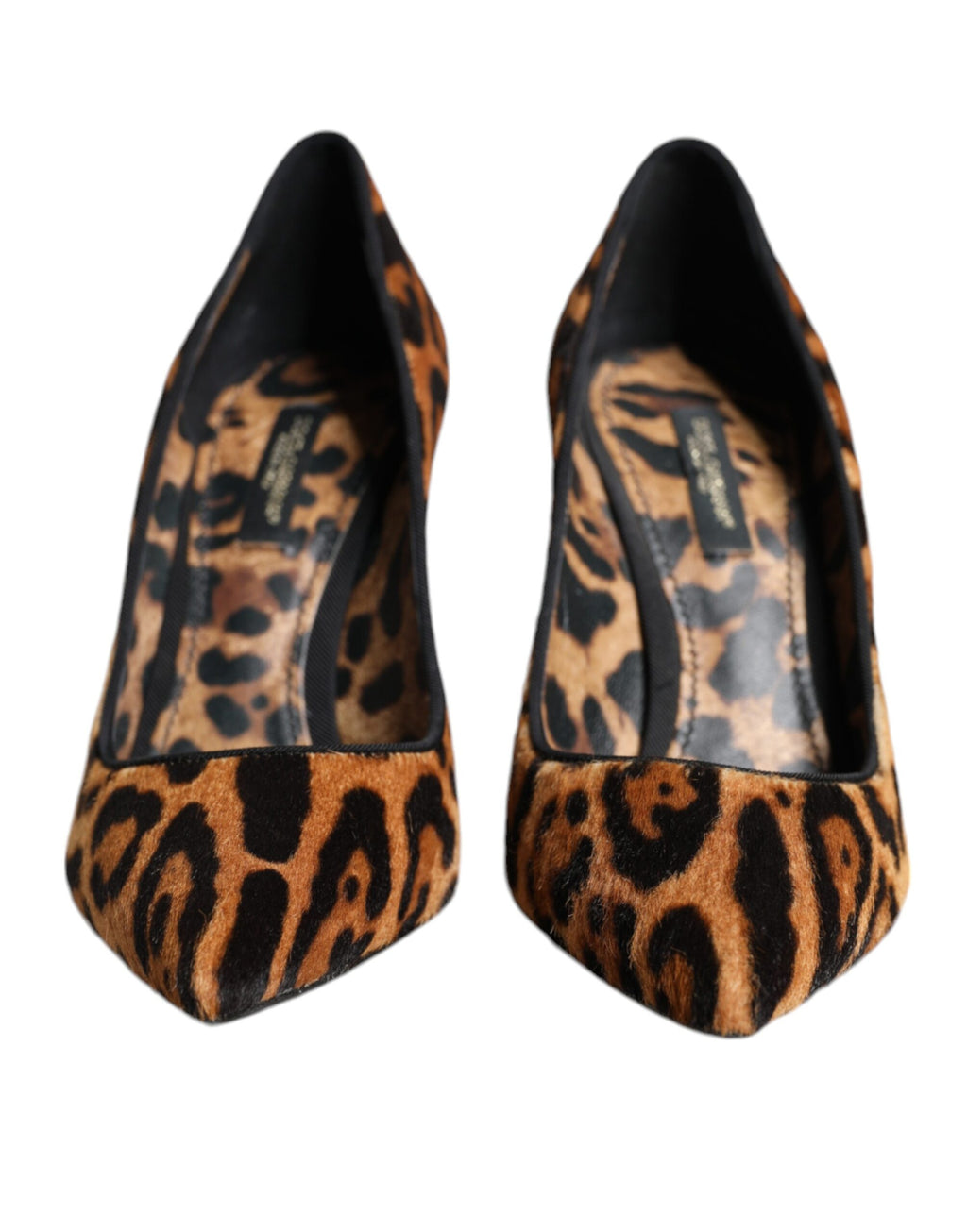 Brown Leopard Calf Hair Heels Pumps Schuhe