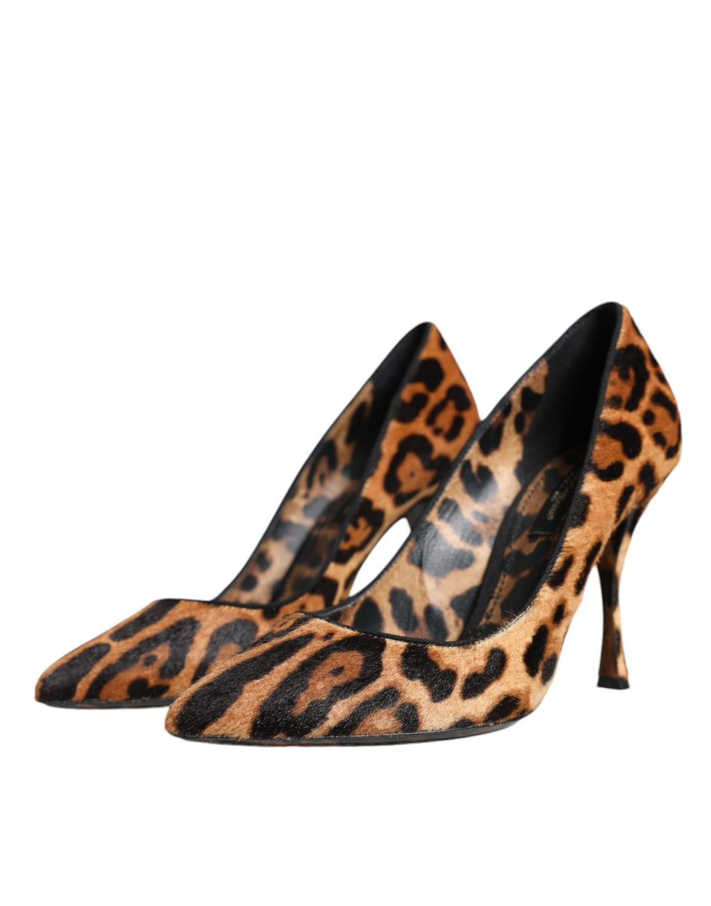 Brown Leopard Calf Hair Heels Pumps Schuhe