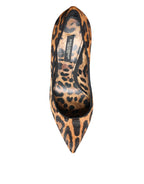 Brown Leopard Calf Hair Heels Pumps Schuhe