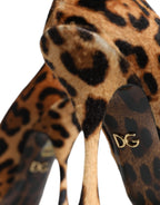 Brown Leopard Calf Hair Heels Pumps Schuhe