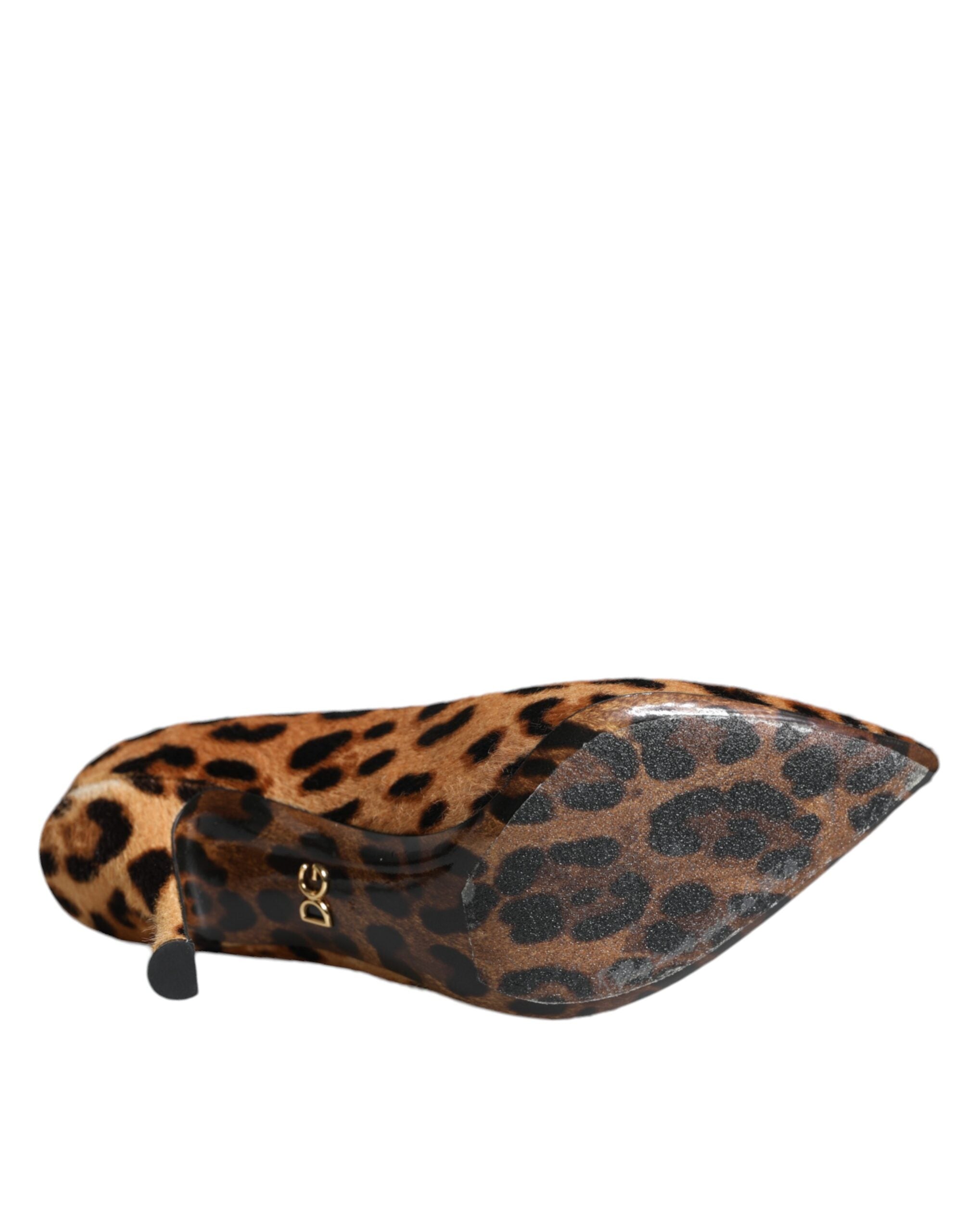 Brown Leopard Calf Hair Heels Pumps Schuhe