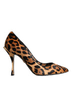 Brown Leopard Calf Hair Heels Pumps Schuhe