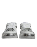White Silver Leder Low Top Sneakers Schuhe