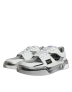 White Silver Leder Low Top Sneakers Schuhe