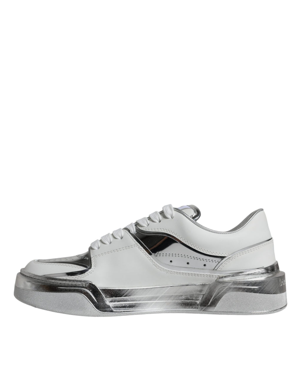 White Silver Leder Low Top Sneakers Schuhe