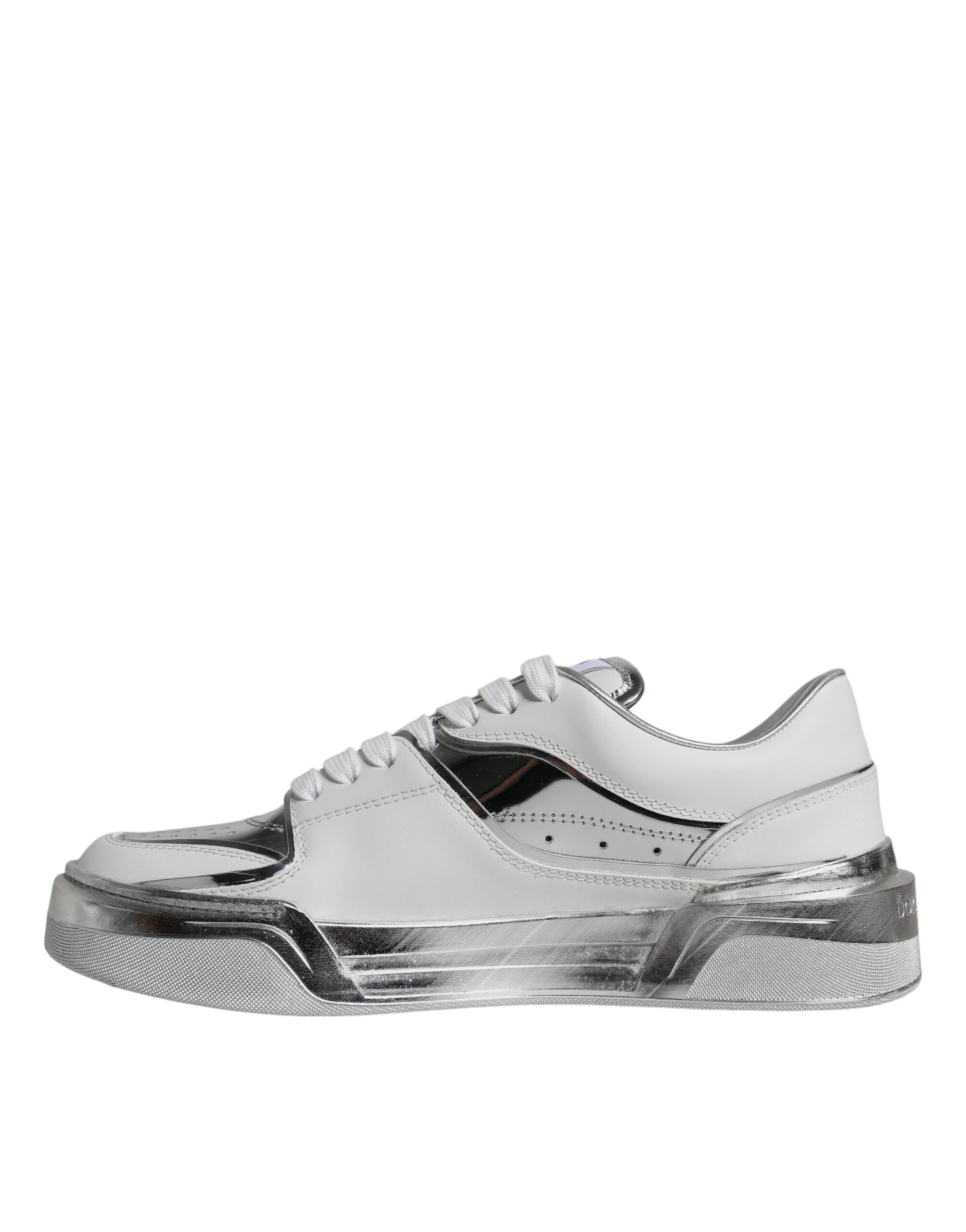 White Silver Leder Low Top Sneakers Schuhe