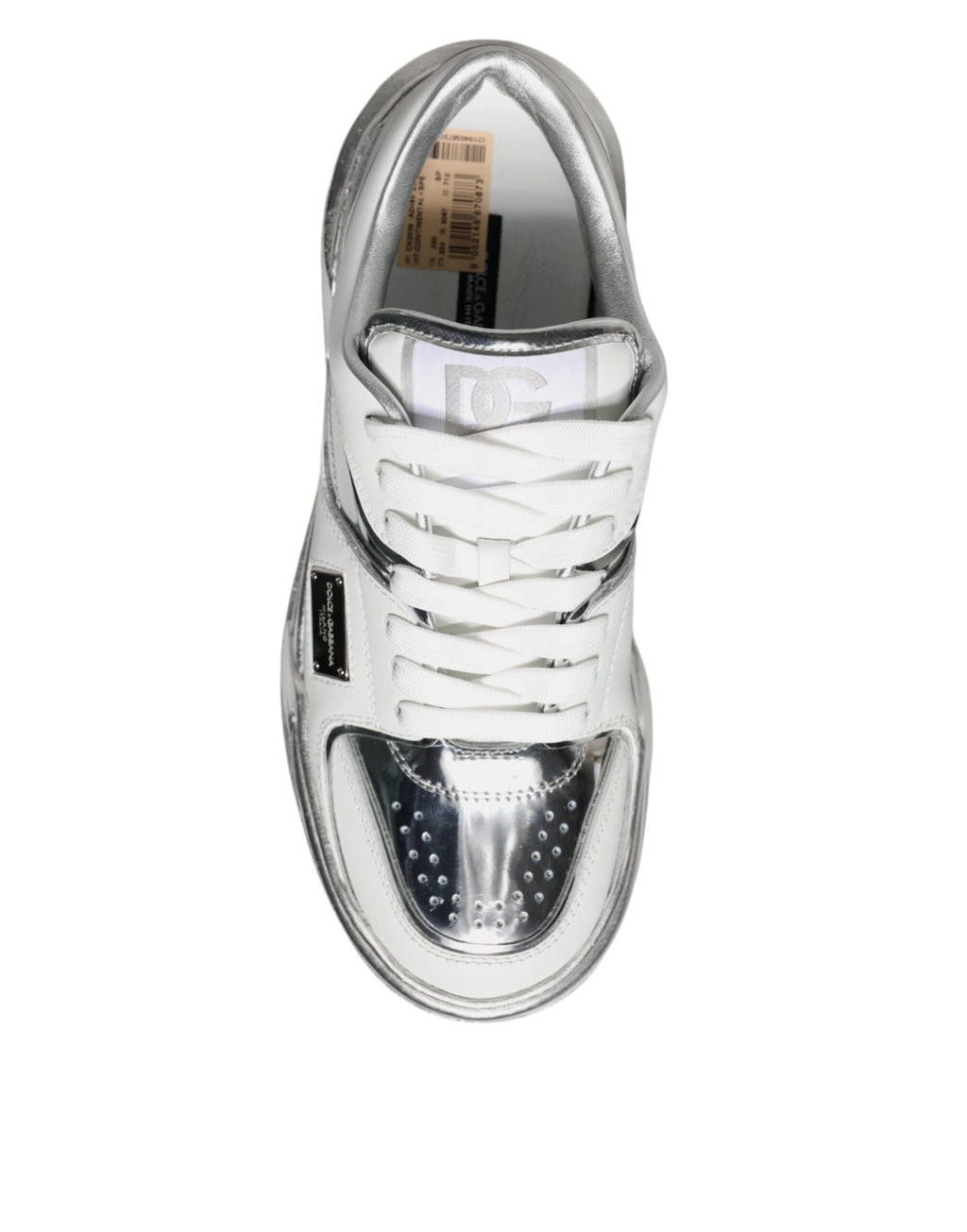White Silver Leder Low Top Sneakers Schuhe
