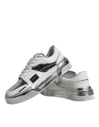 White Silver Leder Low Top Sneakers Schuhe