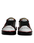White Red Crystals Leather Portofino Sneakers Schuhe