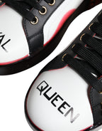 White Red Crystals Leather Portofino Sneakers Schuhe
