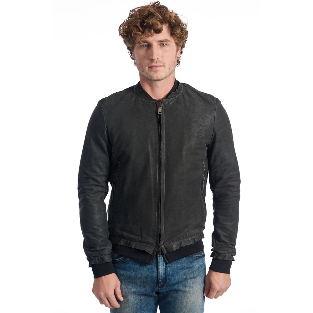 Graue Herrenjacke aus Lammleder