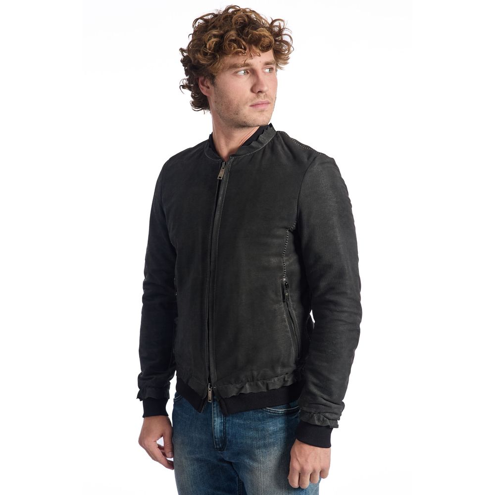 Graue Herrenjacke aus Lammleder