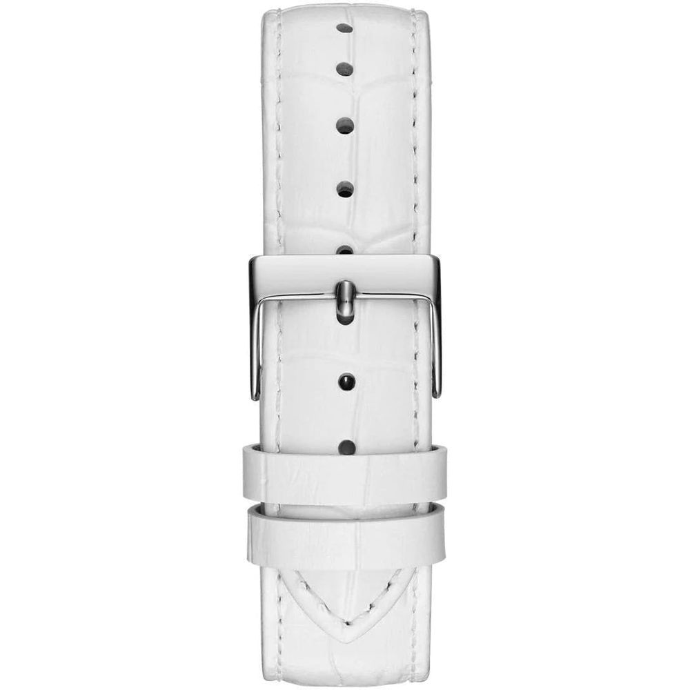 Weiße Leder-Armbanduhr