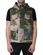 Bunte Patchwork Kapuzenwestenjacke