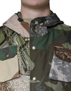 Bunte Patchwork Kapuzenwestenjacke
