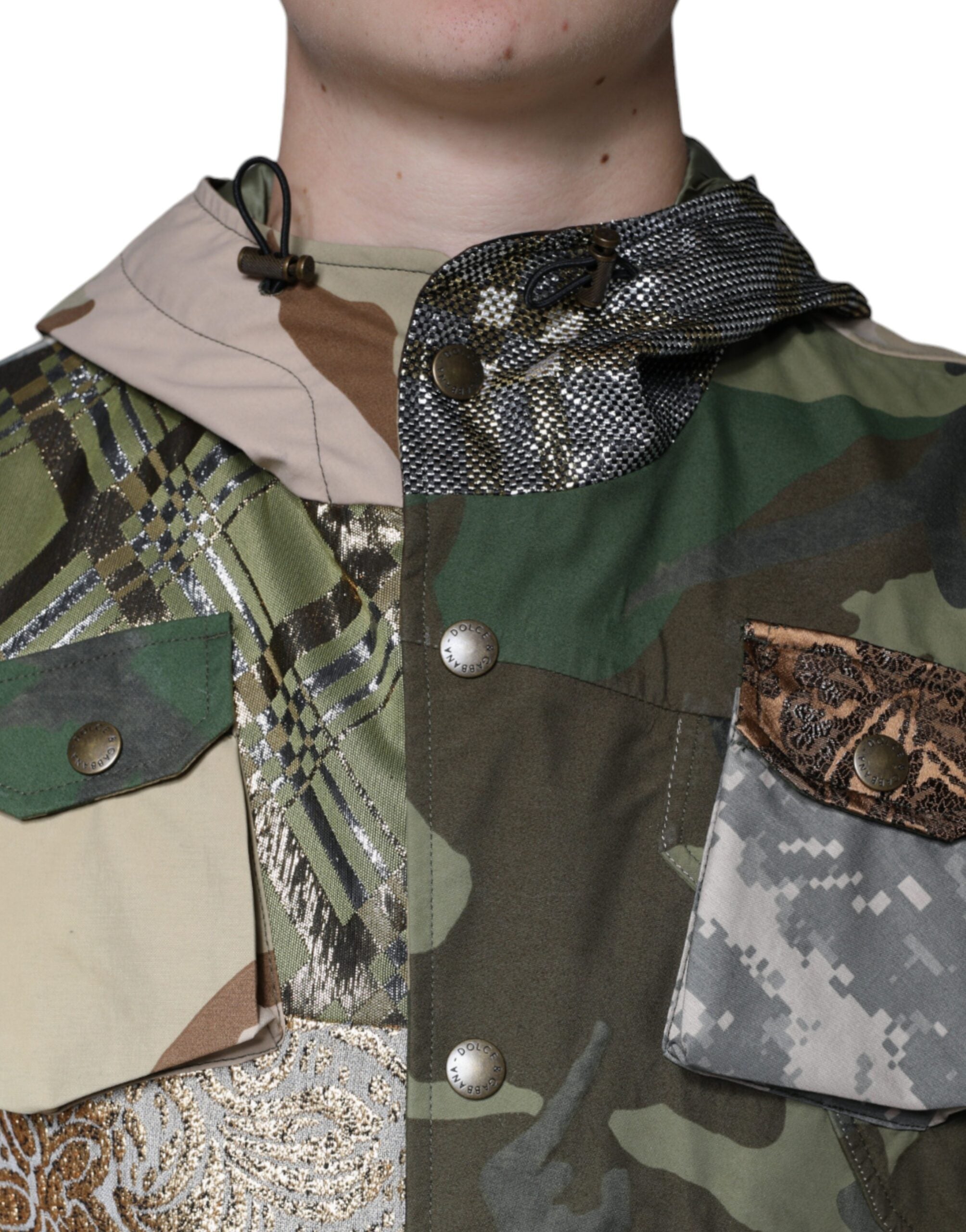 Bunte Patchwork Kapuzenwestenjacke