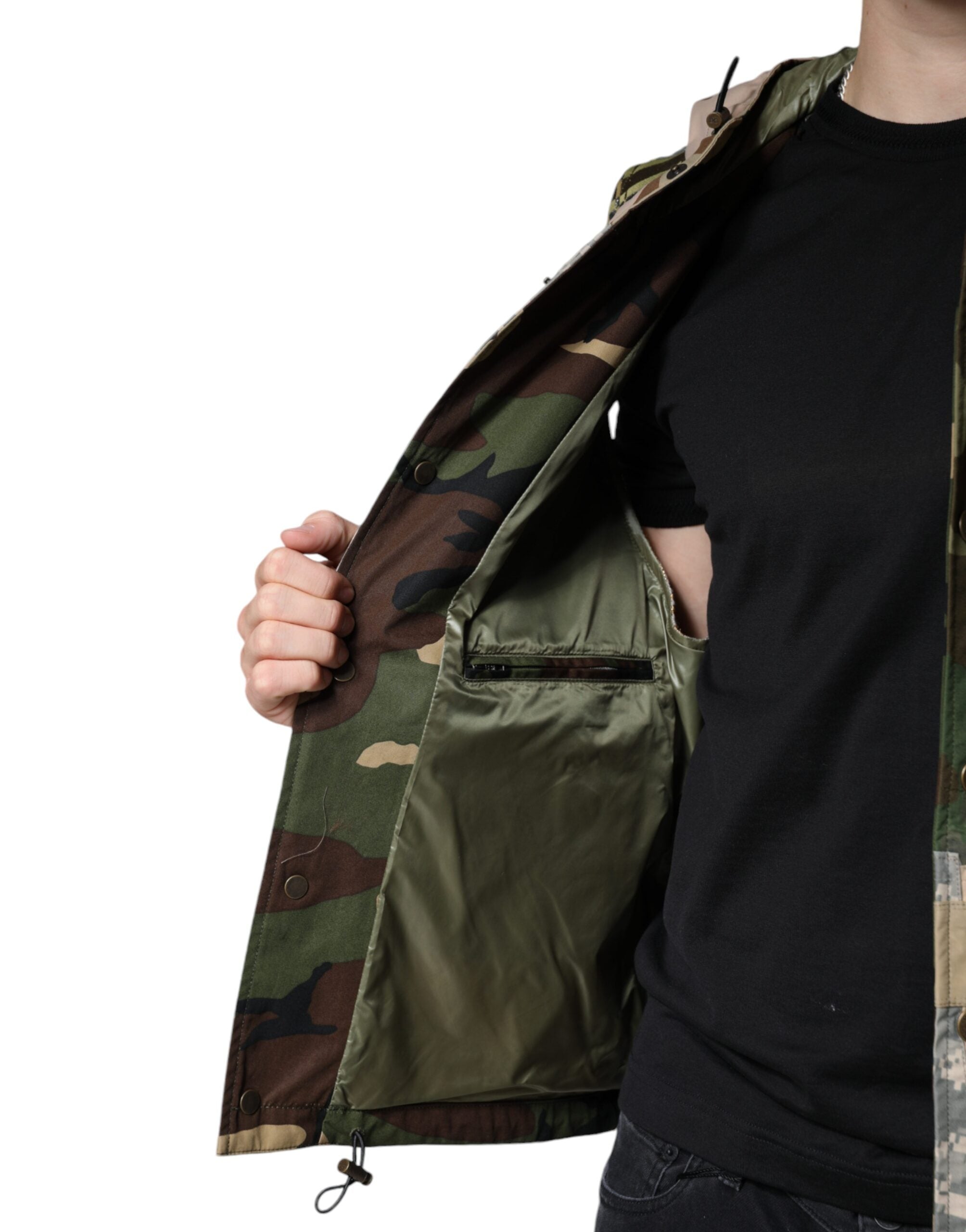 Bunte Patchwork Kapuzenwestenjacke