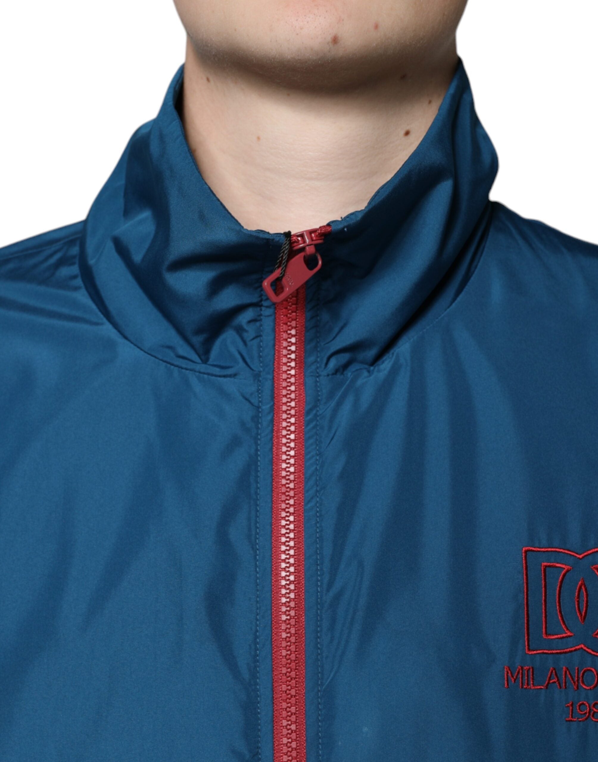 Mehrfarbige Polyester-Jacke mit durchgehendem Reißverschluss