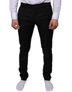 Schwarze Woll-Skinny-Anzughose