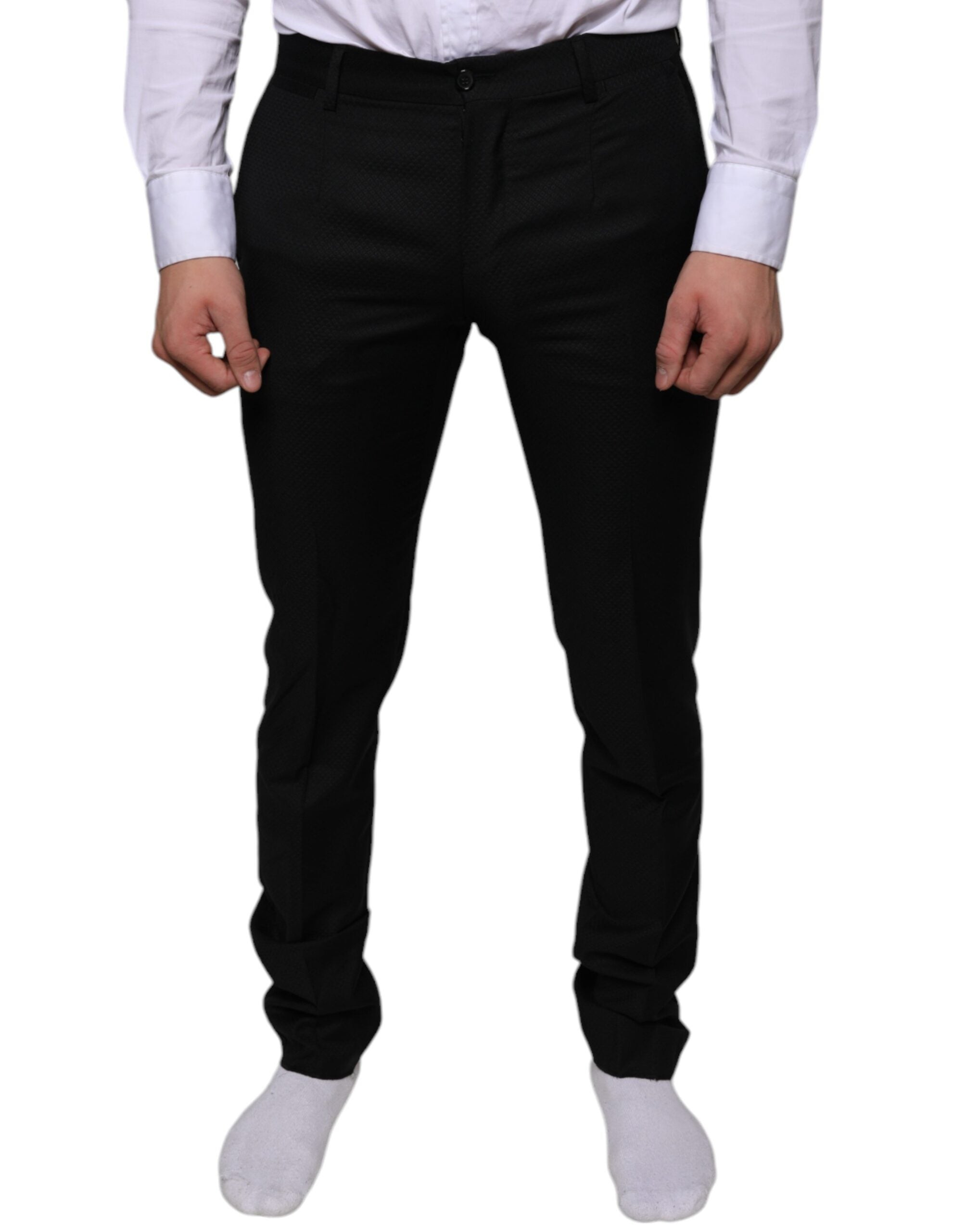 Schwarze Woll-Skinny-Anzughose