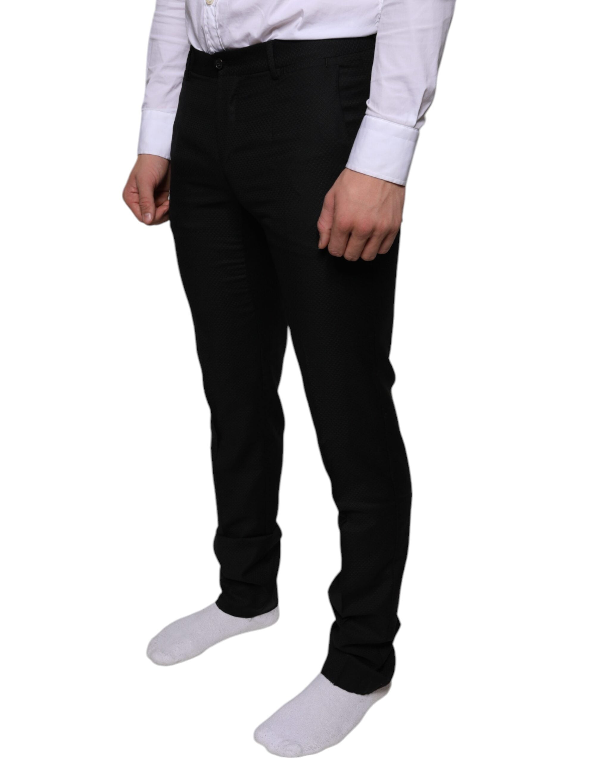 Schwarze Woll-Skinny-Anzughose