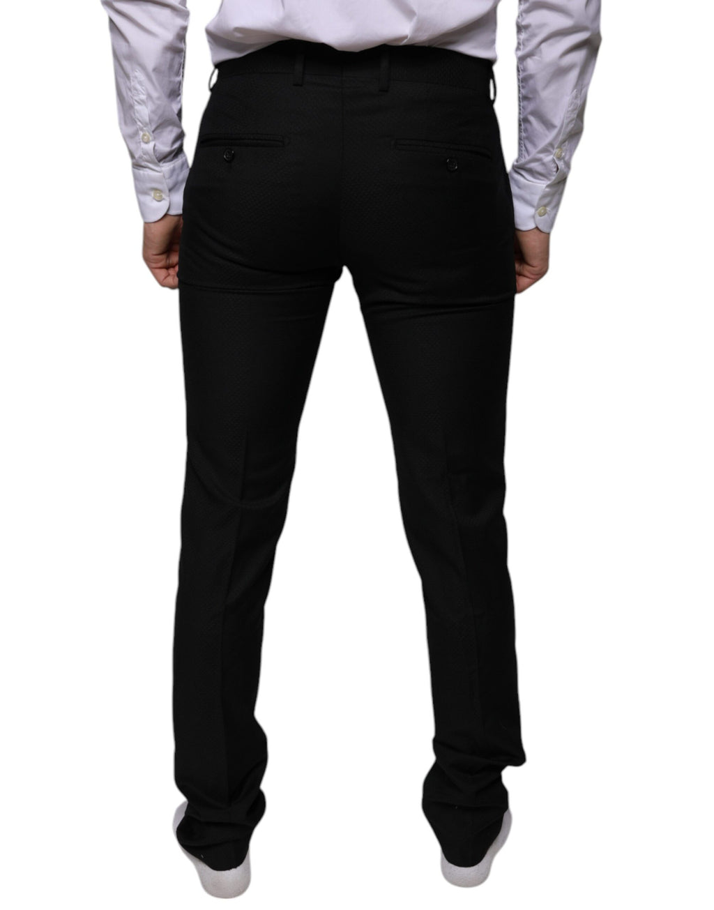 Schwarze Woll-Skinny-Anzughose
