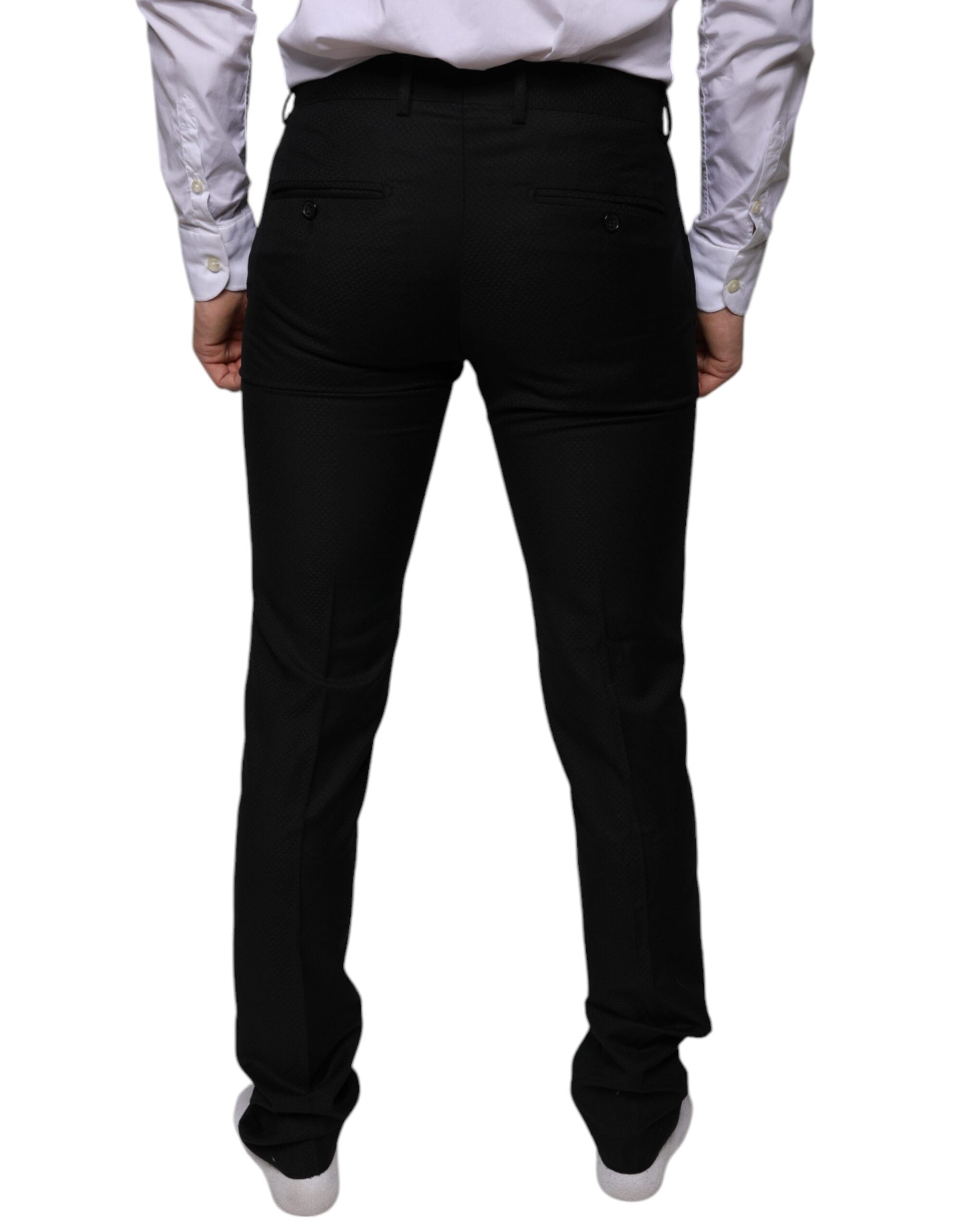 Schwarze Woll-Skinny-Anzughose