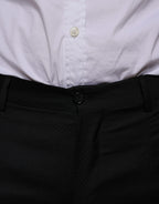 Schwarze Woll-Skinny-Anzughose