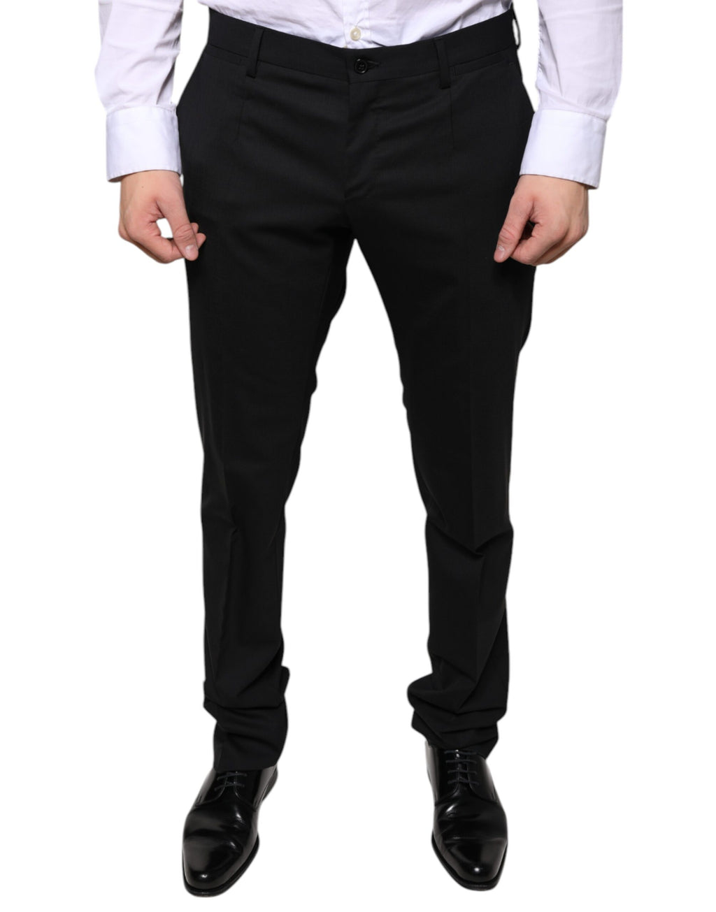 Formelle Skinny-Hose aus schwarzer Wolle