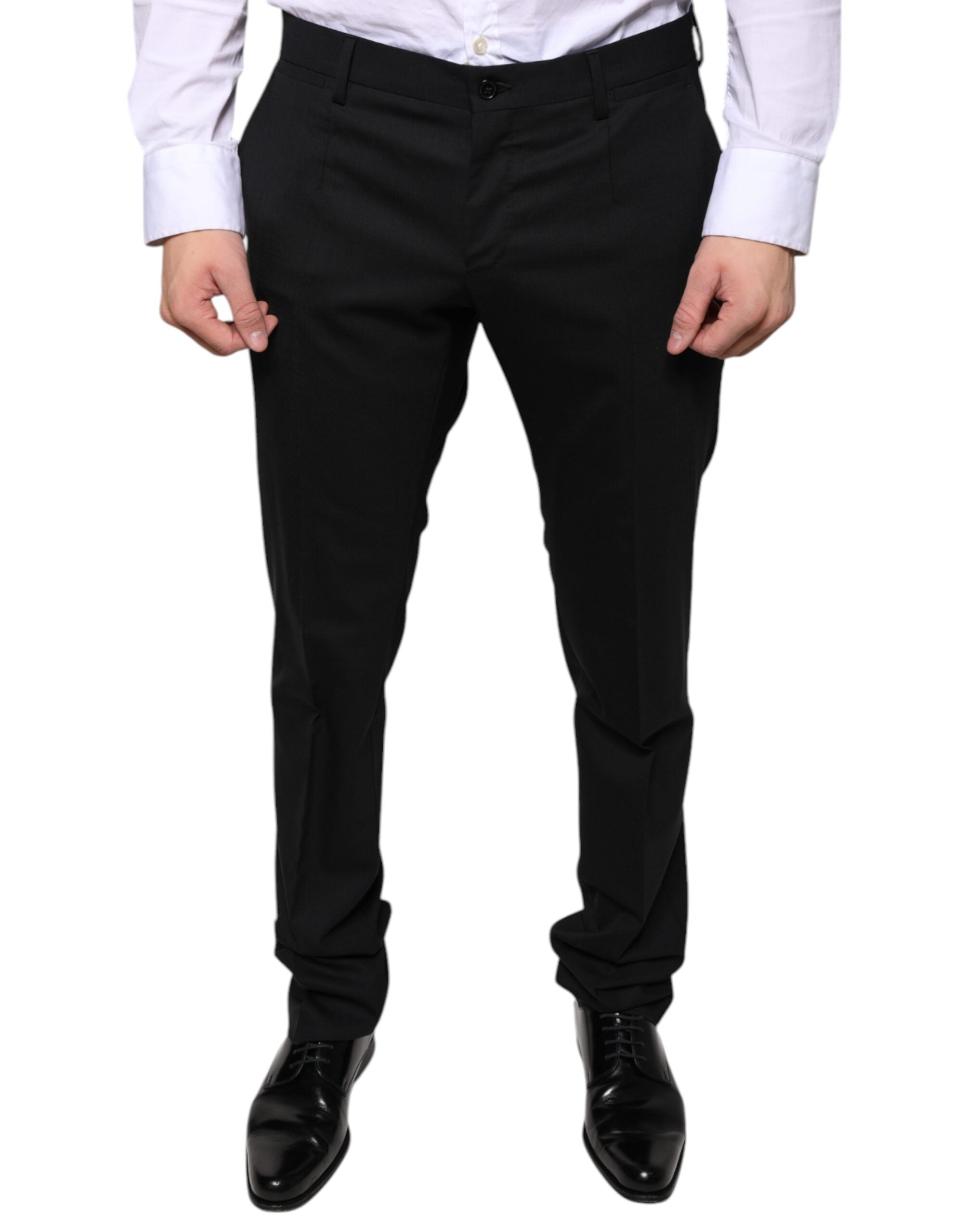 Formelle Skinny-Hose aus schwarzer Wolle