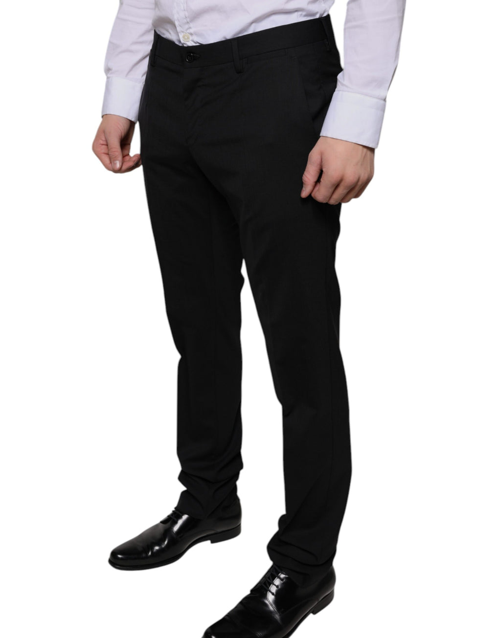 Formelle Skinny-Hose aus schwarzer Wolle