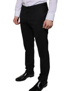 Formelle Skinny-Hose aus schwarzer Wolle