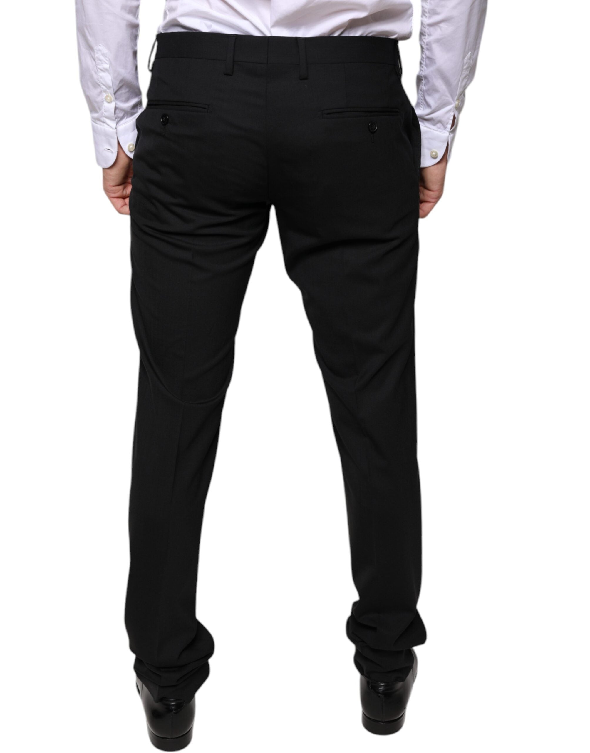 Formelle Skinny-Hose aus schwarzer Wolle