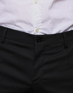 Formelle Skinny-Hose aus schwarzer Wolle