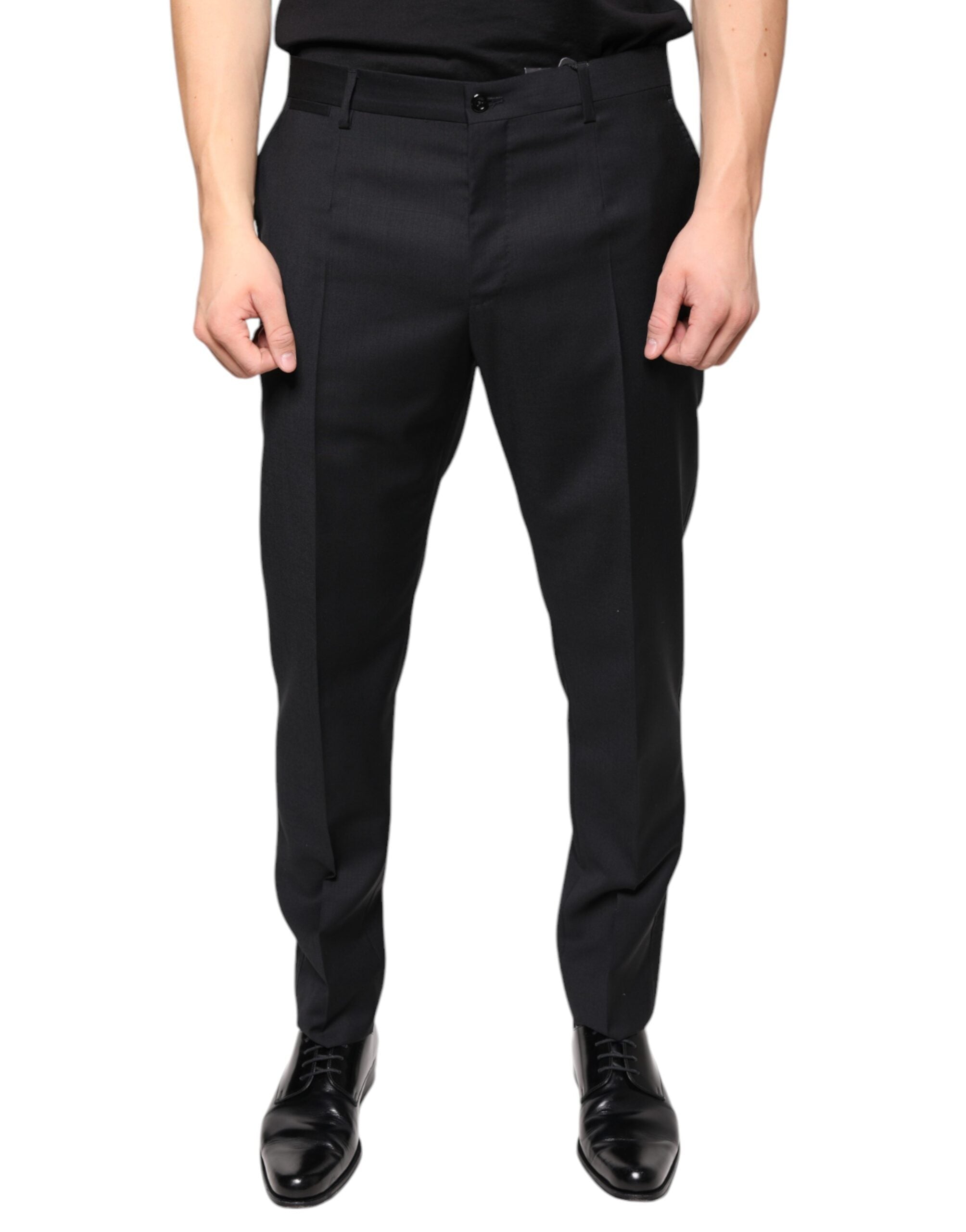 Pantaloni Eleganti da Uomo Neri in Lana Skinny