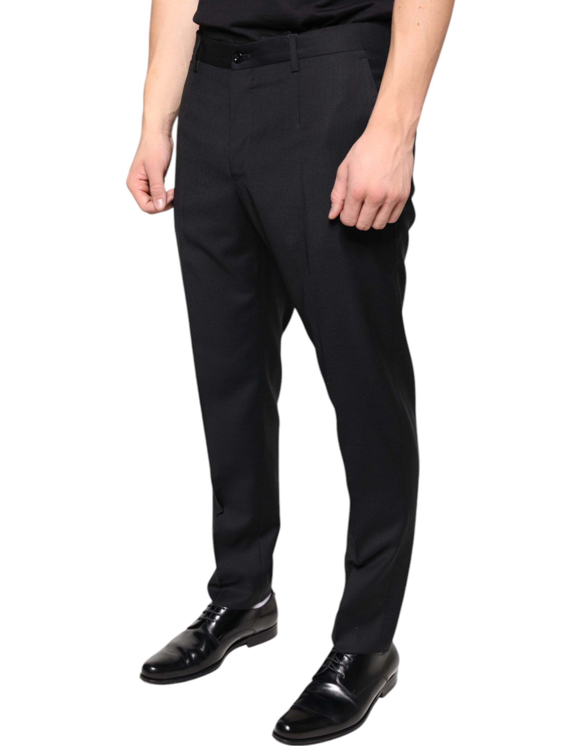 Pantaloni Eleganti da Uomo Neri in Lana Skinny