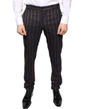 Brown Stripes Skinny Herren Anzughose