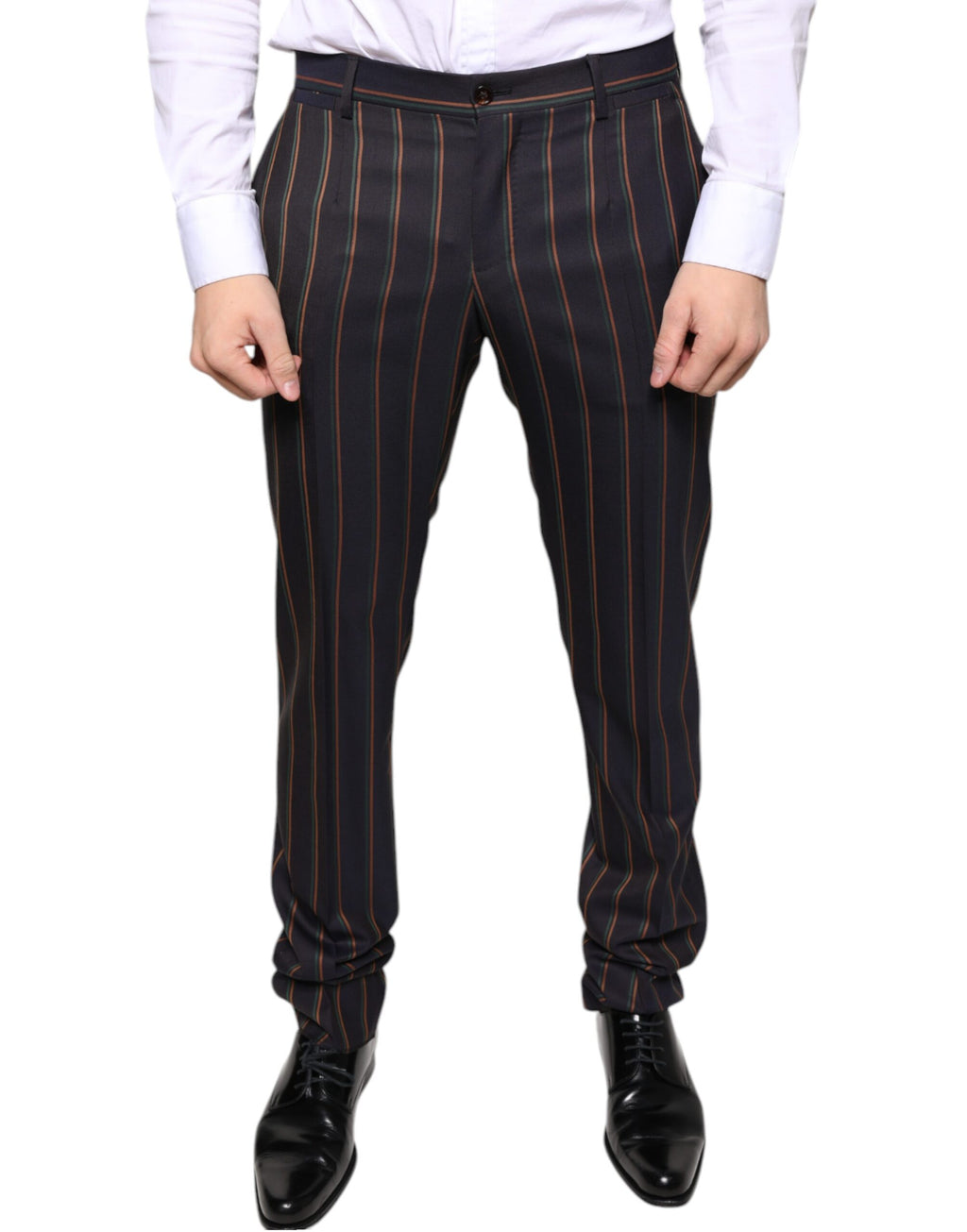 Brown Stripes Skinny Herren Anzughose