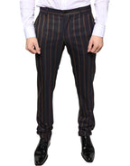 Brown Stripes Skinny Herren Anzughose