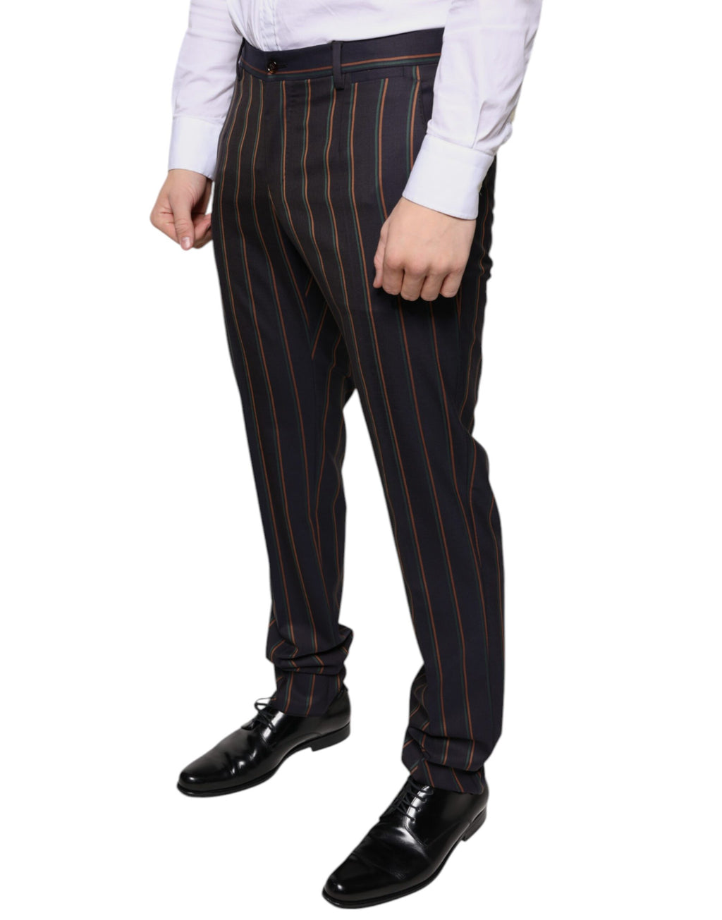 Brown Stripes Skinny Herren Anzughose