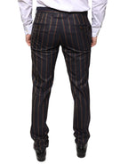 Brown Stripes Skinny Herren Anzughose