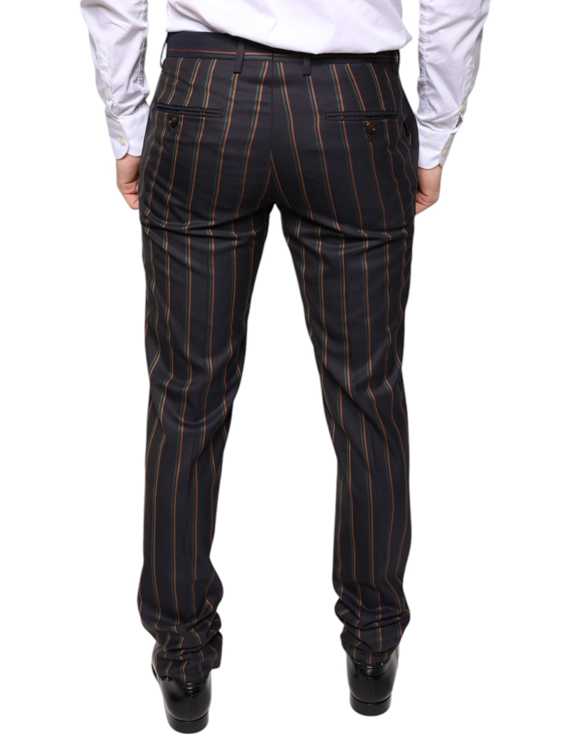 Brown Stripes Skinny Herren Anzughose