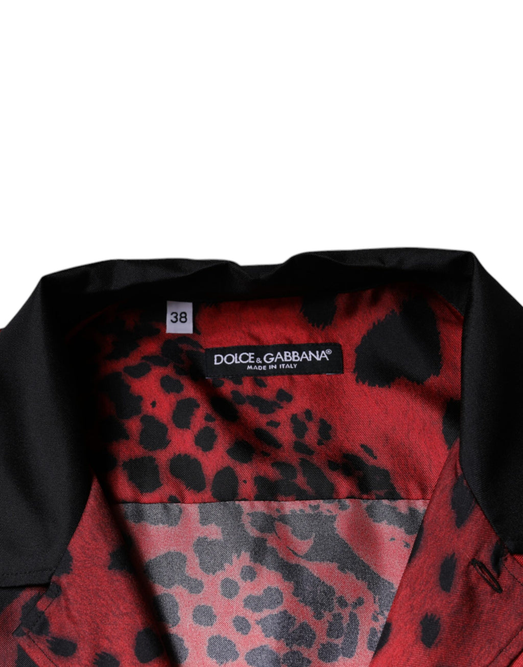 Red Leopard Silk Button-Down Casual Shirt